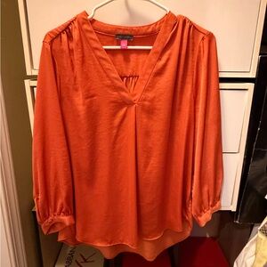 Vince Camuto Orange V-Neck Blouse